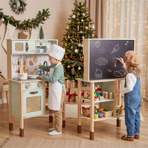 Wooden Children's Play Kitchen with Light and Sound Stove