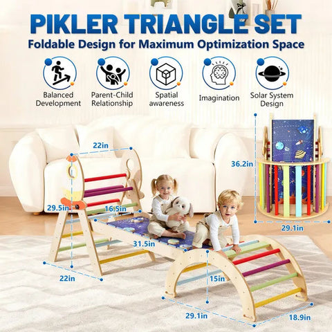 7-in-1 Foldable Wooden Montessori Climbing Triangle Set
