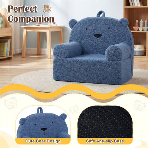 Bear-Shaped Kids Teddy Fleece Foam Sofa Chair