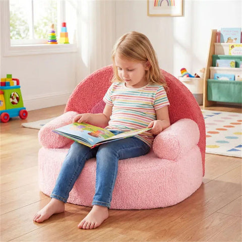 Kids Teddy Fleece Foam Couch With Carry Handle