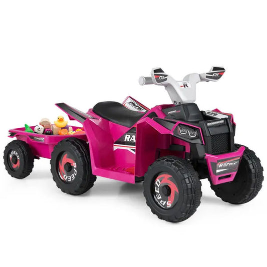2-in-1 Kids Ride-on ATV with Removable Trailer