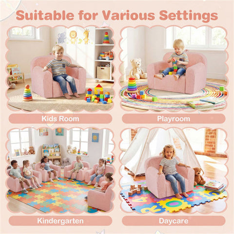 No-Assembly Kids Sofa with Soft Teddy Fleece and Carry Handle