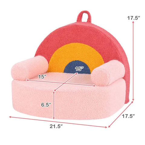 Kids Soft Teddy Fleece Foam Couch with Carry Handle