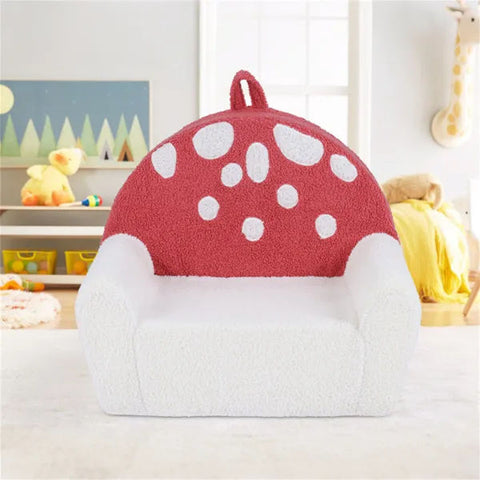 Kids Soft Teddy Fleece Foam Couch With Carry Handle