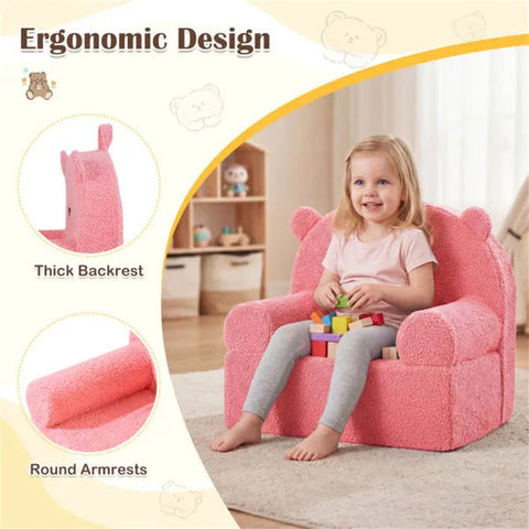 Bear-Shaped Kids Sofa Teddy Fleece Toddler Foam Chair