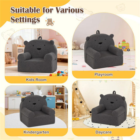 Bear-Shaped Kids Sofa Teddy Fleece Toddler Foam Chair