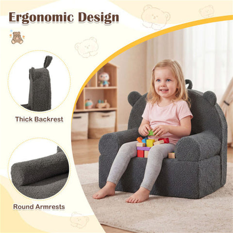 Bear-Shaped Kids Sofa Teddy Fleece Toddler Foam Chair