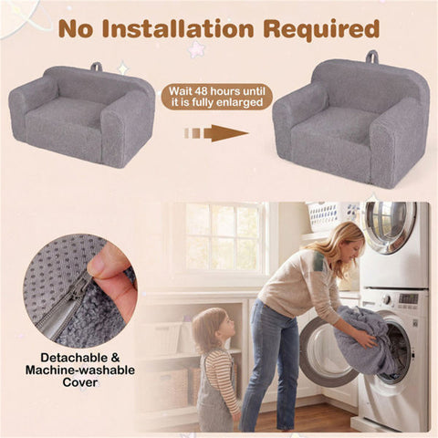 Kids Foam Sofa Chair with Teddy Fleece Fabric