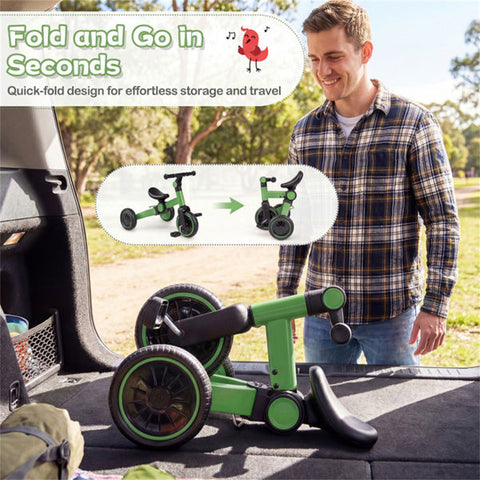 5-in-1 Foldable Toddler Tricycle with Removable Pedals