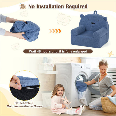 Bear-Shaped Kids Teddy Fleece Foam Sofa Chair
