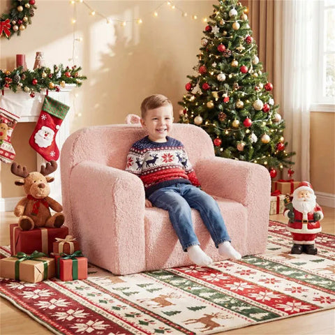 No-Assembly Kids Sofa with Soft Teddy Fleece and Carry Handle