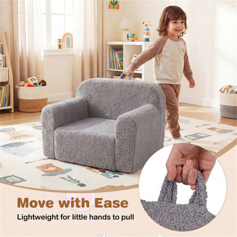 Kids Foam Sofa Chair with Teddy Fleece Fabric