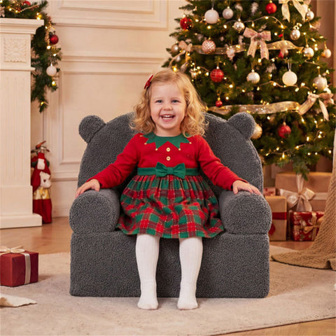 Bear-Shaped Kids Sofa Teddy Fleece Toddler Foam Chair