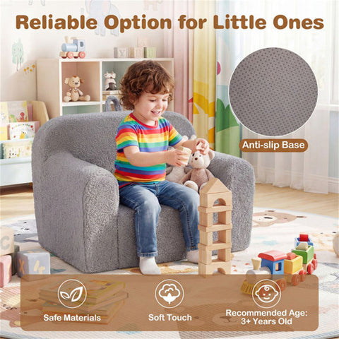 Kids Foam Sofa Chair with Teddy Fleece Fabric
