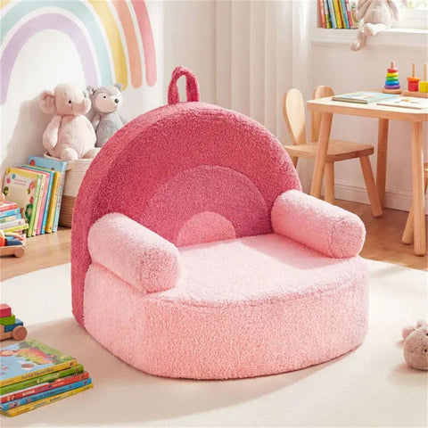 Kids Teddy Fleece Foam Couch With Carry Handle
