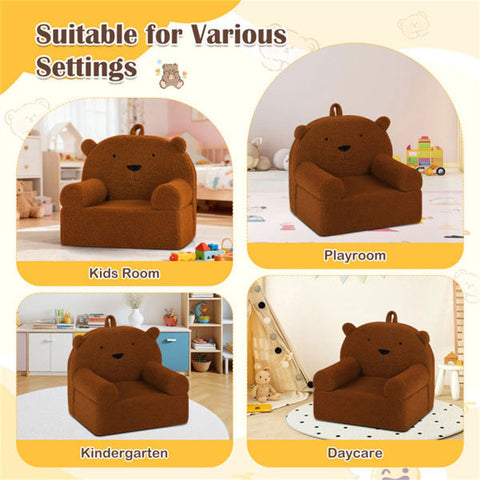 Bear-Shaped Kids Sofa Teddy Fleece Toddler Foam Chair