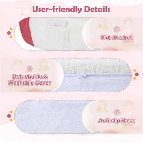 Kids Soft Teddy Fleece Foam Couch With Carry Handle