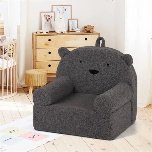 Bear-Shaped Kids Sofa Teddy Fleece Toddler Foam Chair