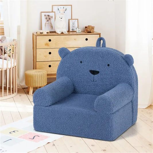 Bear-Shaped Kids Teddy Fleece Foam Sofa Chair