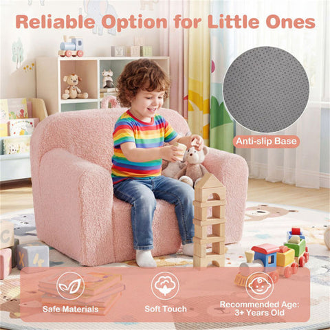 No-Assembly Kids Sofa with Soft Teddy Fleece and Carry Handle