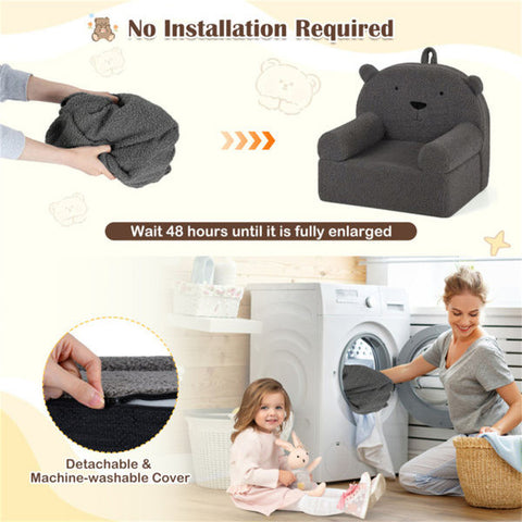 Bear-Shaped Kids Sofa Teddy Fleece Toddler Foam Chair