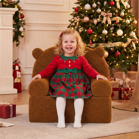 Bear-Shaped Kids Sofa Teddy Fleece Toddler Foam Chair