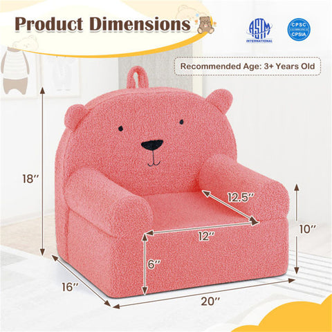 Bear-Shaped Kids Sofa Teddy Fleece Toddler Foam Chair