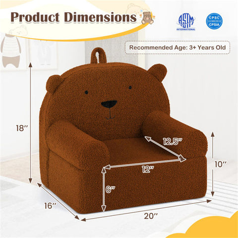 Bear-Shaped Kids Sofa Teddy Fleece Toddler Foam Chair