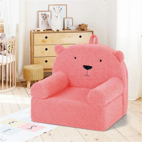 Bear-Shaped Kids Sofa Teddy Fleece Toddler Foam Chair