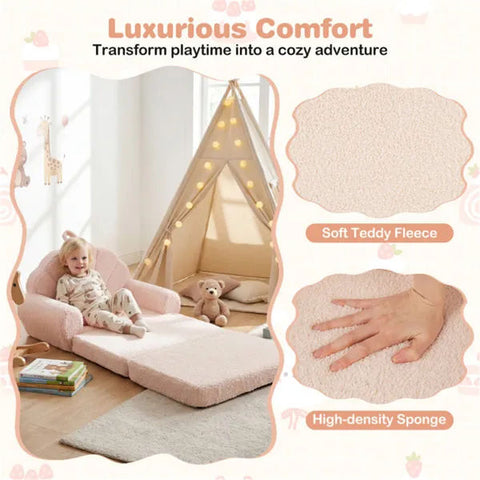 2-in-1 Flip Open Kids Sofa Lounger with Carry Handle