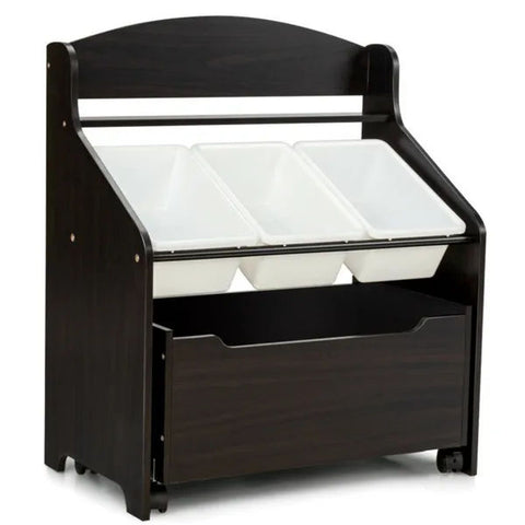 Multifunctional Kids Storage Cabinet With Rolling Toy Box