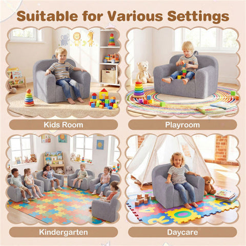 Kids Foam Sofa Chair with Teddy Fleece Fabric