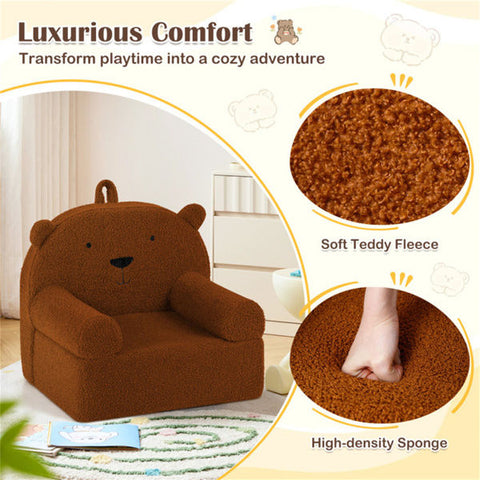 Bear-Shaped Kids Sofa Teddy Fleece Toddler Foam Chair
