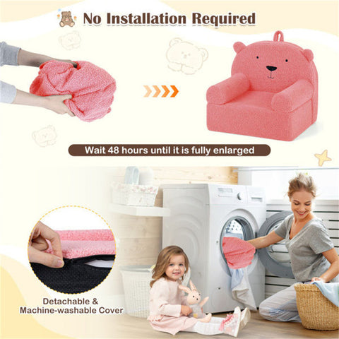 Bear-Shaped Kids Sofa Teddy Fleece Toddler Foam Chair