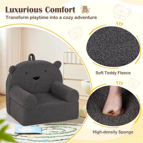 Bear-Shaped Kids Sofa Teddy Fleece Toddler Foam Chair
