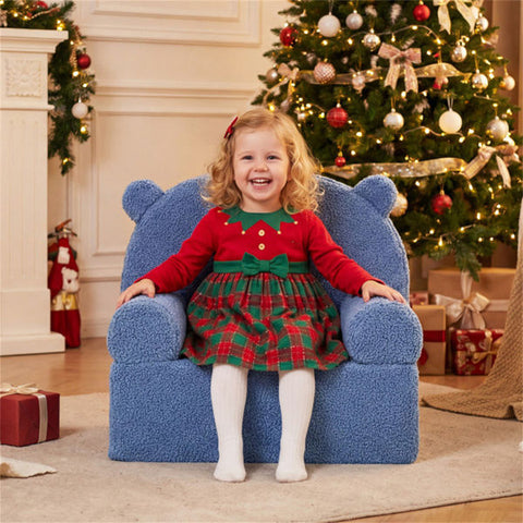 Bear-Shaped Kids Teddy Fleece Foam Sofa Chair
