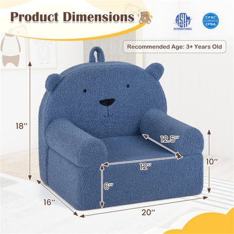 Bear-Shaped Kids Teddy Fleece Foam Sofa Chair