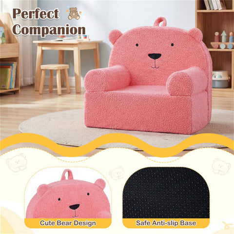 Bear-Shaped Kids Sofa Teddy Fleece Toddler Foam Chair
