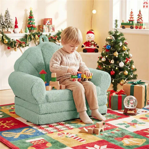 2-in-1 Flip Open Kids Sofa Lounger | Teddy Fleece Toddler Couch