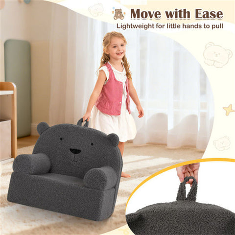 Bear-Shaped Kids Sofa Teddy Fleece Toddler Foam Chair