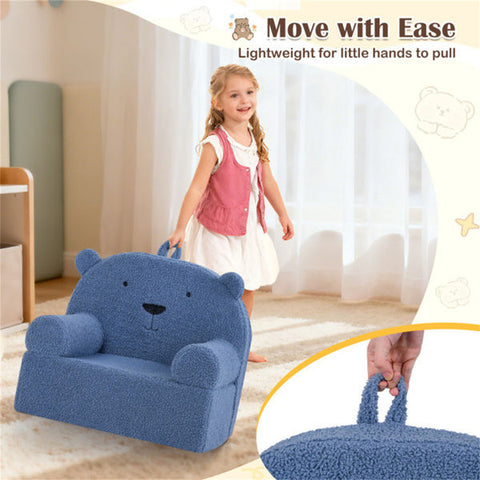 Bear-Shaped Kids Teddy Fleece Foam Sofa Chair