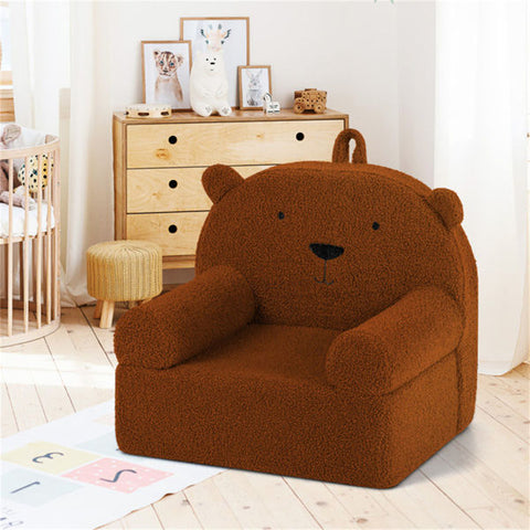 Bear-Shaped Kids Sofa Teddy Fleece Toddler Foam Chair