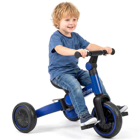 5-in-1 Foldable Toddler Tricycle with Adjustable Handlebar and Removable Pedals