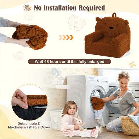 Bear-Shaped Kids Sofa Teddy Fleece Toddler Foam Chair
