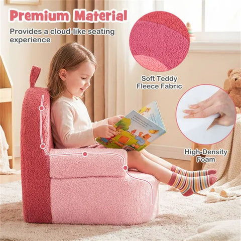 Kids Teddy Fleece Foam Couch With Carry Handle