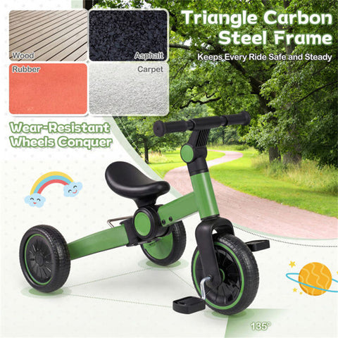 5-in-1 Foldable Toddler Tricycle with Removable Pedals