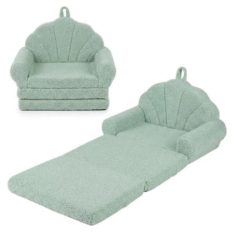 2-in-1 Flip Open Kids Sofa Lounger | Teddy Fleece Toddler Couch