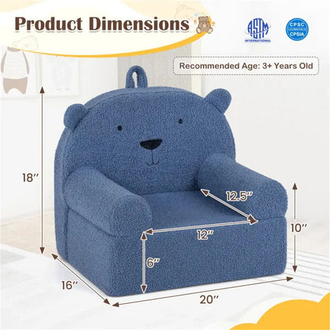 Bear-Shaped Kids Teddy Fleece Foam Sofa Chair