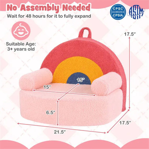Kids Soft Teddy Fleece Foam Couch with Carry Handle