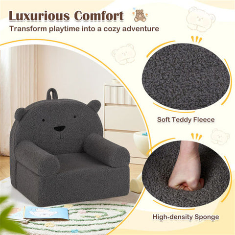 Bear-Shaped Kids Sofa Teddy Fleece Toddler Foam Chair